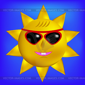 Sun with Sunglasses Icon - vector clipart