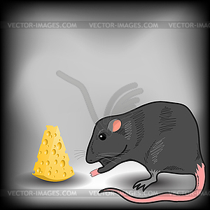 Rat and Cheese - vector image