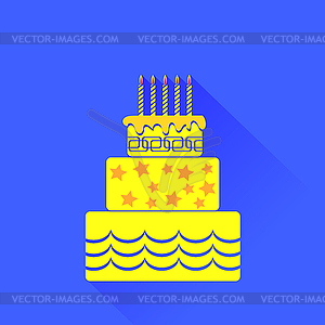 Yellow Birthday Cake Icon - vector image