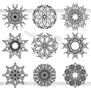Silhouettes of Snow Flakes - vector image