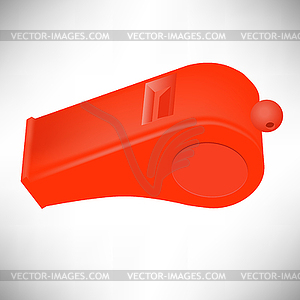 Red Plastic Whistle - vector image