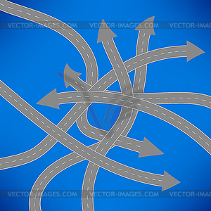 Roads Icon on Blue Background - color vector clipart