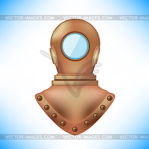 Old Metal Diving Helmet - vector image