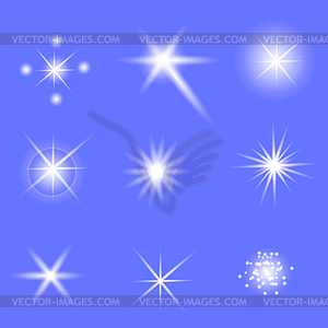 Set of Different White Lights - vector clipart