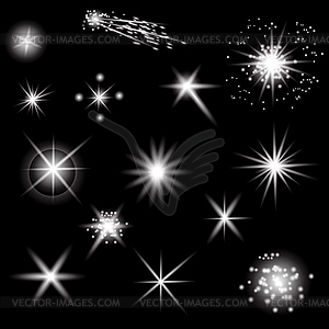 Set of Different White Lights - vector clip art