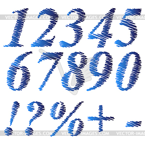 Grunge Blue Numbers - vector clipart