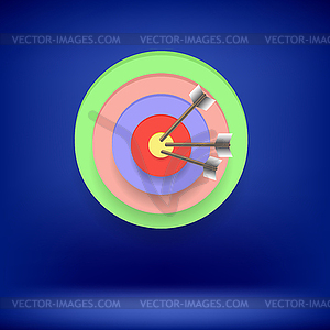 Arrow Hit Right on Target. Achieving Goal - vector image