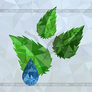 Polygonal Blue Water Drop - vector image