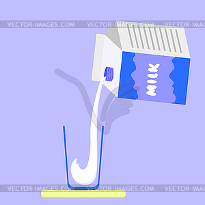 Cup of Milk on Blue Background - vector image