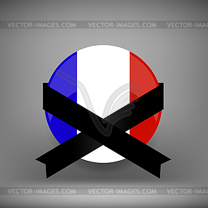 Franch Icon and Black Ribbon - vector clipart