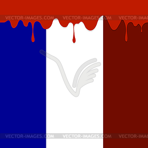 Flag of France and Blood Splatter - vector clipart