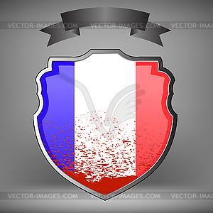 French Shield and Black Ribbon - vector clip art