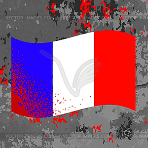 Flag of France and Blood Splatter - vector image