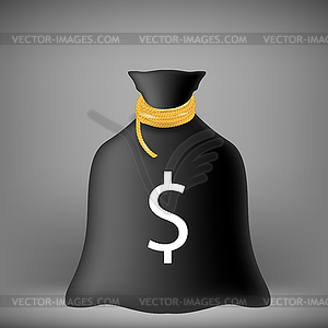 Black Money Bag - vector clipart