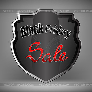 Metal Grey Shield of Black Friday Sale - vector clip art