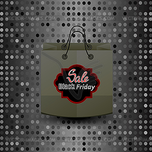 Shopping Paper Bag with Black Friday Sticker - vector image