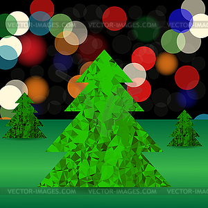 Set of Green Polygonal Trees - vector image