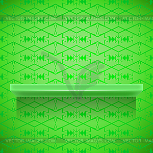 Green Shelf on Ornamental Lines Background - vector clipart