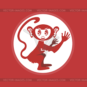 Red Monkey Icon. Symbol of New Year - vector image