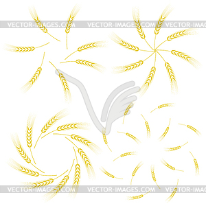 Yellow Ears of Wheat Icon Set - vector clipart