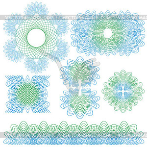 Cuilloche Ornaments Set - vector image