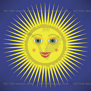 Yellow Cartoon Sun Icon - vector clipart