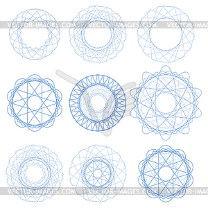 Set of Blue Circle Ornaments - vector image