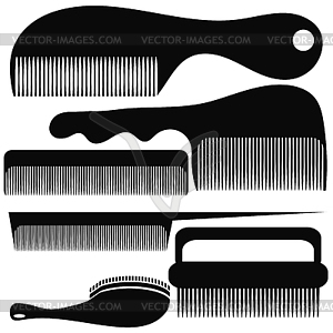 Set of Different Combs Silhouettes - vector clipart