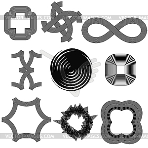 Set f Different Geometric Shapes - white & black vector clipart