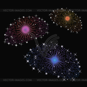 Set of Colorful Fireworks - vector image