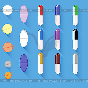 Set of Different Colorful Pills - royalty-free vector clipart