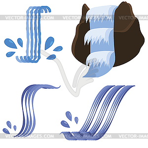 Set of Different Waterfalls Icons - vector image