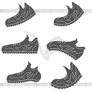 Set of Gray Sport Shoe Icons - vector clipart