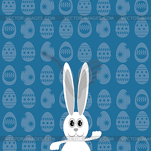 Greeting Card with White Easter Rabbit - vector image