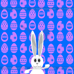 Greeting Card with White Easter Rabbit - vector image