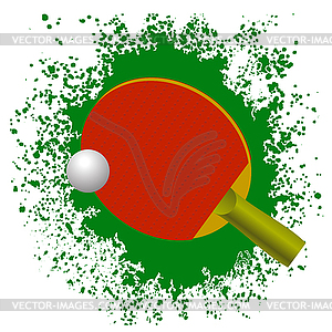 Red Tennis Racket and Plastic Ball - vector clipart