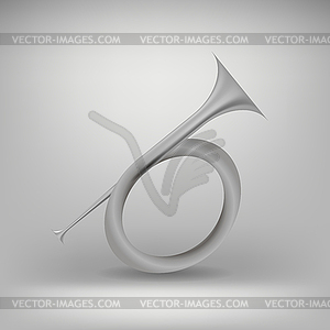 Hunting Horn Sign - white & black vector clipart