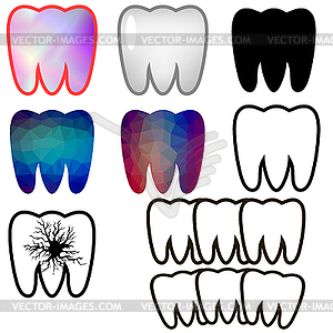 Set of Rotten Teeth and Healthy - vector EPS clipart