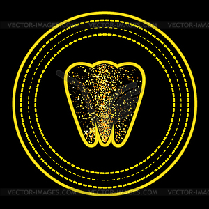 Tooth Logo on Yellow Circle Frame - stock vector clipart
