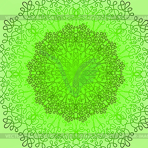 Зеленый круг кружева орнамент - векторизованное изображение клипарта