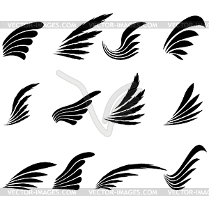Набор крылья икон - векторный клипарт / векторное изображение