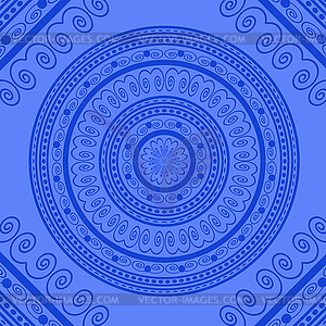 Blue Circle Lace Ornament - vector image