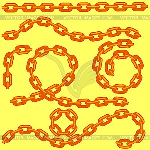 Metal Chain Set on Yellow - vector image