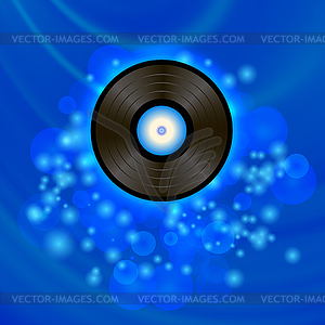 Retro Vinyl Disc on Blue Background - color vector clipart