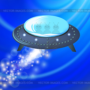 Spaceship на синем фоне - клипарт в векторном формате