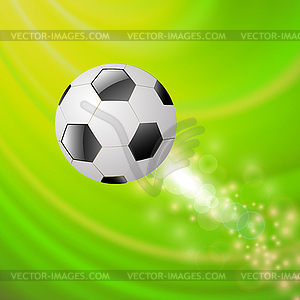 Sport Football Icon on Green Wave Background - vector clipart