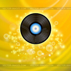 Retro Vinyl Disc on Yellow Background - vector clipart