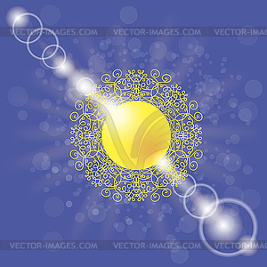 Yellow Summer Sun on Blue Background - vector image