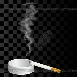 Burning Cigarette and Ashtray - vector image