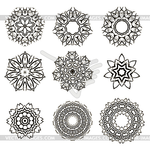 Round Geometric Ornaments Set - vector image